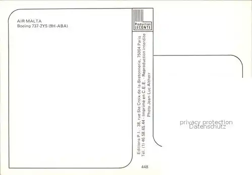 Flugzeuge Zivil Air Malta Boeing 737 2Y5 9H ABA  Kat. Flug