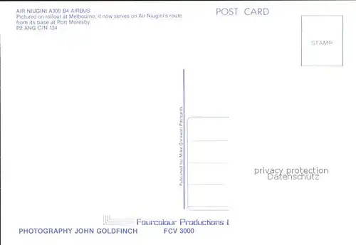 Flugzeuge Zivil Air Niugini A300 B4 Airbus P2 ANG c n 134 Kat. Flug