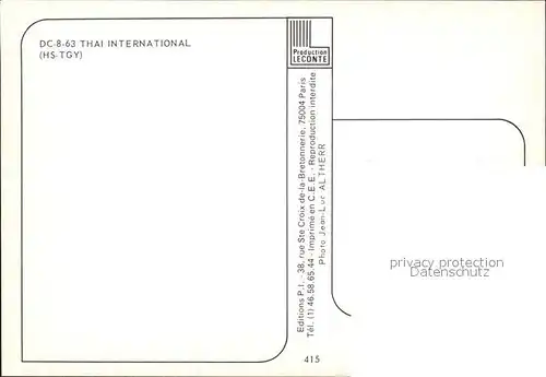 Flugzeuge Zivil DC 8 63 Thai International HS TGY  Kat. Flug