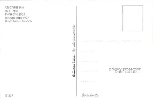 Flugzeuge Zivil Air Caribbean YS 11 500 9Y TIH c n 2064 Kat. Flug