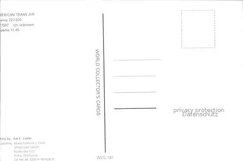 Flugzeuge Zivil AMERICAN TRANS AIR Boeing 727 200 N770AT c n unknown  Kat. Flug