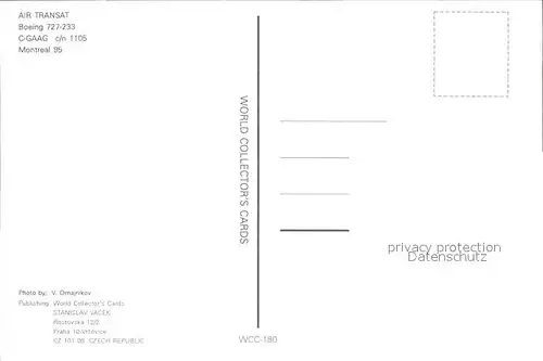 Flugzeuge Zivil AIR TRANSAT Boeing 727 233 C GAAG c n 1105  Kat. Flug