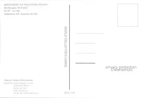 Flugzeuge Zivil INDEPENDENT AIR  FREIGHTERS (IPEC IAF) McDDouglas DC 9 33CF VH IPF c n 467 Kat. Flug