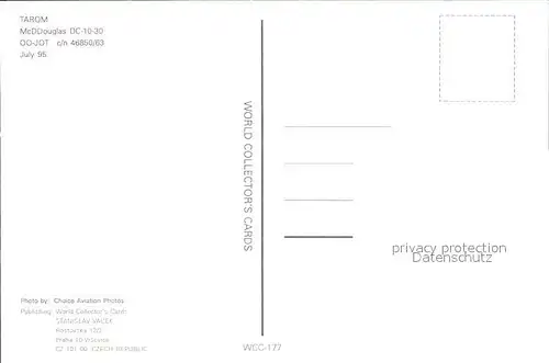 Flugzeuge Zivil TAROM McDDouglas CD 10 30 OO JOT c n 46850 63 Kat. Flug