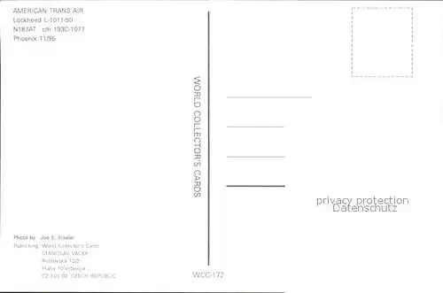 Flugzeuge Zivil AMERICAN TRANS AIR Lockheed L 1011 50 N187AT c n 193C 1077 Kat. Flug