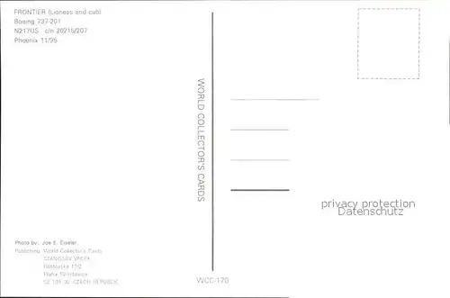 Flugzeuge Zivil FRONTIER (Lioness and cub) Boeing 737 201 N217US c n 20215 207 Kat. Flug