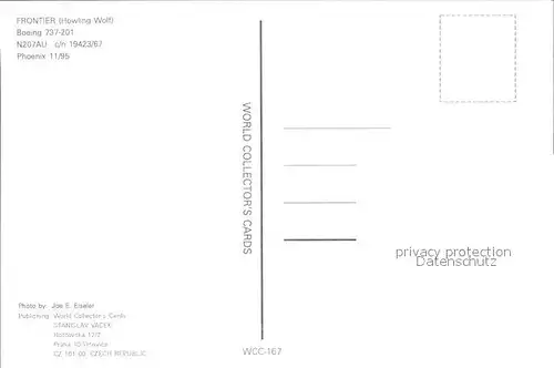 Flugzeuge Zivil FRONTIER (Howling Wolf) Boeing 737 201 N207AU c n 19423 67 Kat. Flug