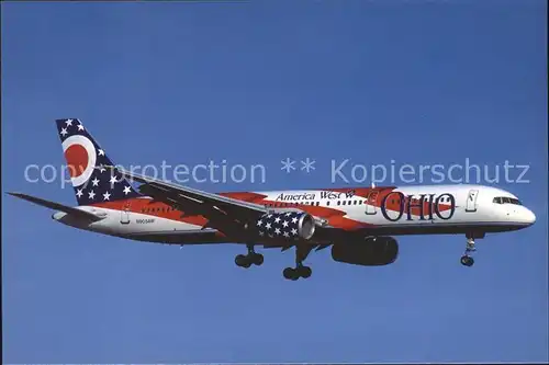 Flugzeuge Zivil AMERICA WEST (OHIO colour) Boeing 757 257 N905AW c n 23567 97 Kat. Flug