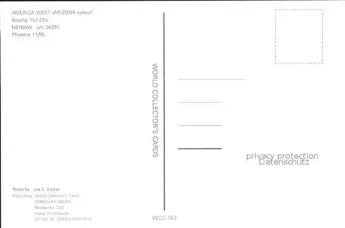 Flugzeuge Zivil AMERICA WEST (ARIZONA colour) Boeing 727 225 N916AW c n 24292 Kat. Flug