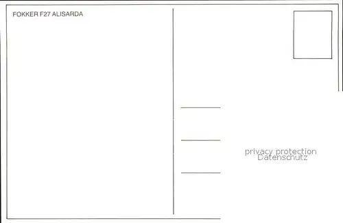 Flugzeuge Zivil Alisarda 1 SARO Fokker F27  Kat. Flug