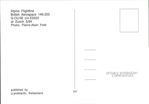 Flugzeuge Zivil Alpine Flightline British Aerospace 146 200 G OLHB c n E2020 Kat. Flug