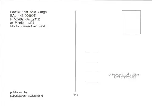 Flugzeuge Zivil Pacific East Asia Cargo BAe 146 200 (QT) RP C482 c n E2112 Kat. Flug