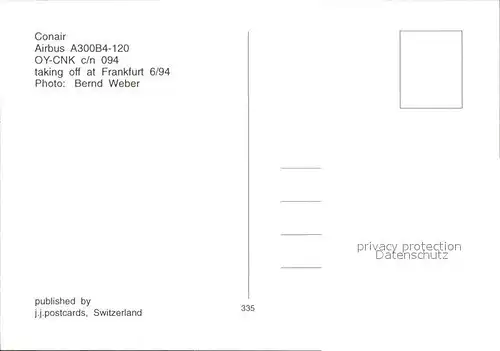 Flugzeuge Zivil Conair A300B4 120 OY CNK c n 094 Kat. Flug