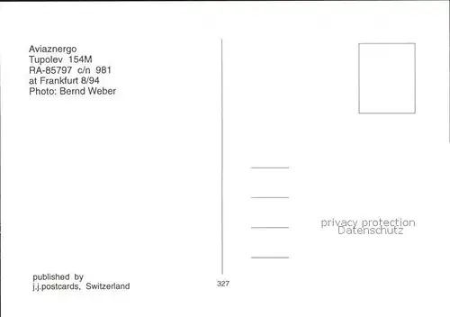 Flugzeuge Zivil Aviaznergo Tupolev 154M RA 85797 c n 981 Kat. Flug