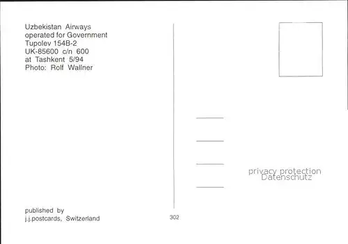 Flugzeuge Zivil Uzbekistan Airways Tupolev 154B 2 UK 85600 c n 600 Kat. Flug