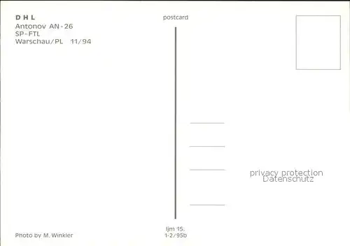 Flugzeuge Zivil DHL Antonov AN 26 SP FTL Kat. Flug