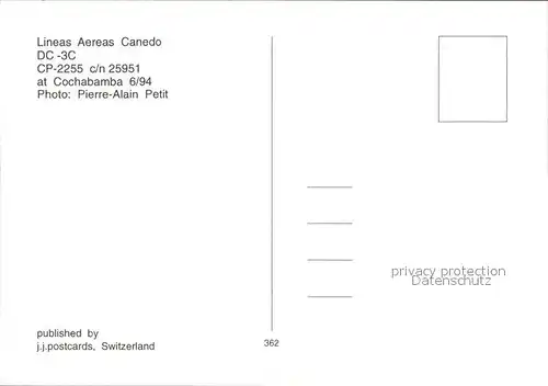 Flugzeuge Zivil Lineas Aereas Canedo DC 3C CP 2255 c n 25951 Kat. Flug
