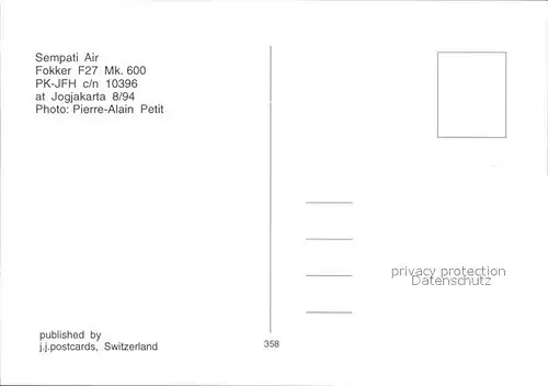 Flugzeuge Zivil Sempati Air Fokker F27 Mk.600 PK JFH c n 10396 Kat. Flug