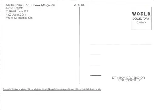 Flugzeuge Zivil Air Canada Tango Airbus 320 211 C FPWE c n 175  Kat. Flug
