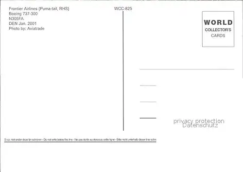 Flugzeuge Zivil Frontier Airlines Boeing 737 300 N305FA  Kat. Flug