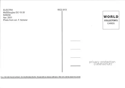 Flugzeuge Zivil Electra McDDouglas DC10 30 N48258  Kat. Flug