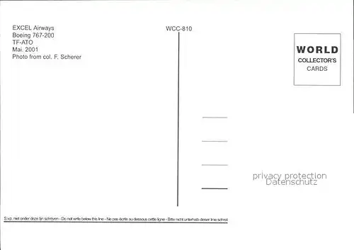 Flugzeuge Zivil EXCEL Airways Boeing 767 200 TF ATO Kat. Flug