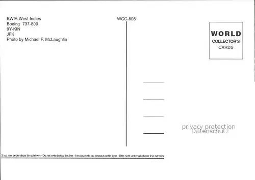 Flugzeuge Zivil BWIA West Indies Boeing 737 800 9Y KIN JFK Kat. Flug
