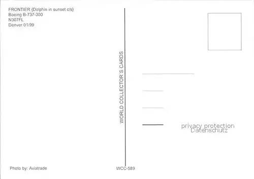 Flugzeuge Zivil Frontier Boeing B 737 300 N307FL  Kat. Flug