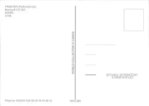 Flugzeuge Zivil Frontier Boeing B 737 300 N309FL Kat. Flug