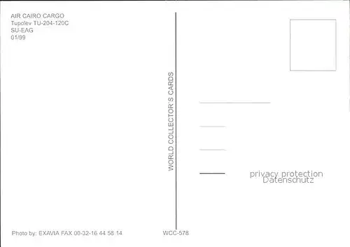 Flugzeuge Zivil Air Cairo Cargo Tupolev TU 204 120C SU EAG  Kat. Flug