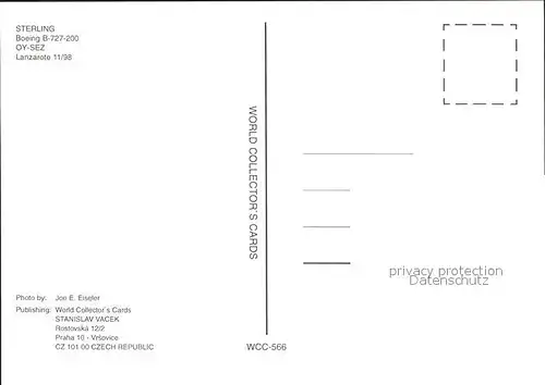 Flugzeuge Zivil Sterling Boeing B 727 200 OY SEZ Kat. Flug