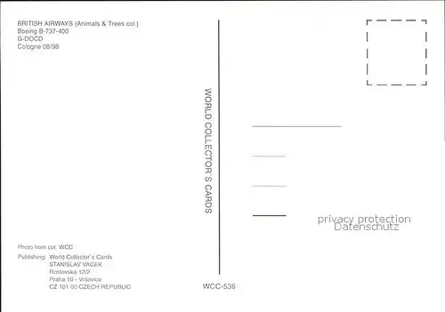 Flugzeuge Zivil Britsh Airways (Animals & Trees col.) Boeing B 737 400 G DOCD  Kat. Flug