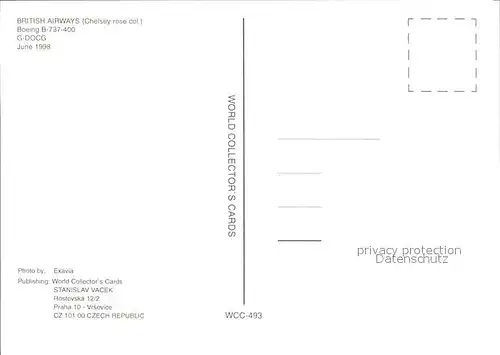 Flugzeuge Zivil British Airways (Chelsey rose col.) Boeing B 737 400 G DOCG  Kat. Flug