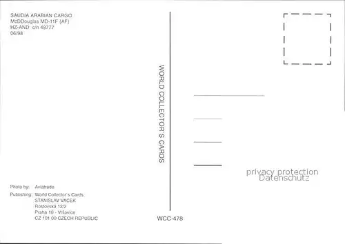 Flugzeuge Zivil Saudia Arabian Cargo McDDouglas MD 11F (AF) HZ AND c n 48777 Kat. Flug