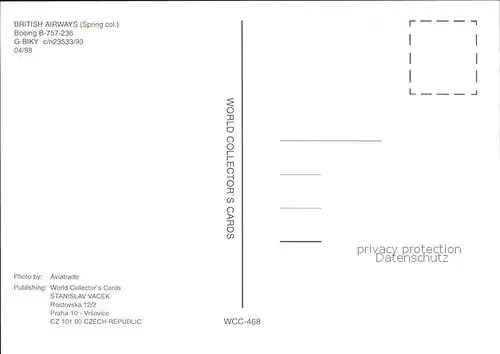 Flugzeuge Zivil British Airways (Spring col.) Boeing B 757 236 G BIKY c n 23533 93 Kat. Flug