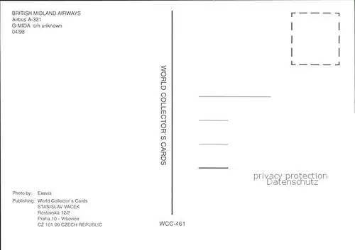 Flugzeuge Zivil British Midland Airways A 321 G MIDA c n unknown  Kat. Flug