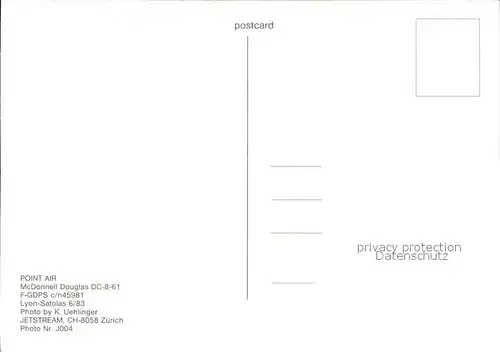 Flugzeuge Zivil Point Air McDonnell Douglas DC 8 61 F GDPS c n 45981 Kat. Flug