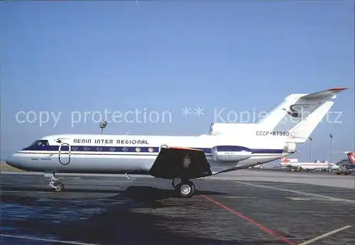 Flugzeuge Zivil Benin Inter Regional YAK 40 cn  CCCP 87980 Kat. Flug