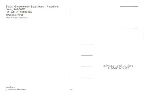 Flugzeuge Zivil Saudia Royal Fleet Boeing 707 368C HZ HM3 c n 21368 925  Kat. Flug