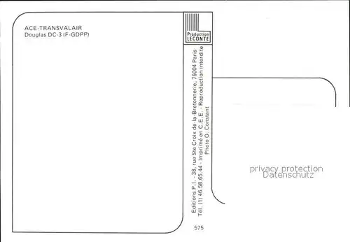 Flugzeuge Zivil ACE Transvalair Douglas DC 3 F GDPP Kat. Flug