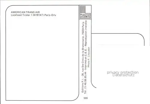 Flugzeuge Zivil American Trans Air Lockheed Tristar 1 N187AT Kat. Flug