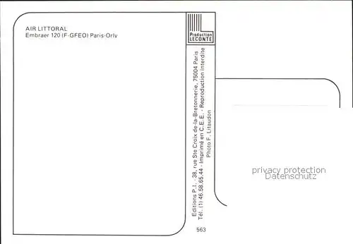 Flugzeuge Zivil Air Littoral Embraer 120 F GFEO Kat. Flug