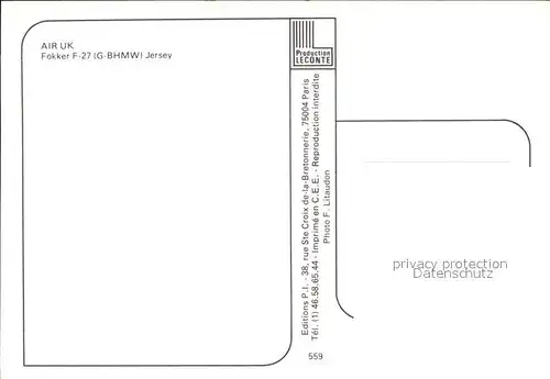 Flugzeuge Zivil Air UK Fokker F 27 G BHMW Kat. Flug