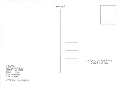 Flugzeuge Zivil Alisarda McDDouglas DC 9 51 I SMEA cn47713 Kat. Flug