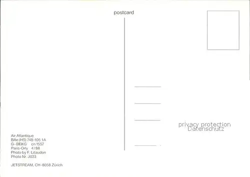 Flugzeuge Zivil Air atlantique BAe HS 748 105 1A G BEKG cn 1557 Kat. Flug
