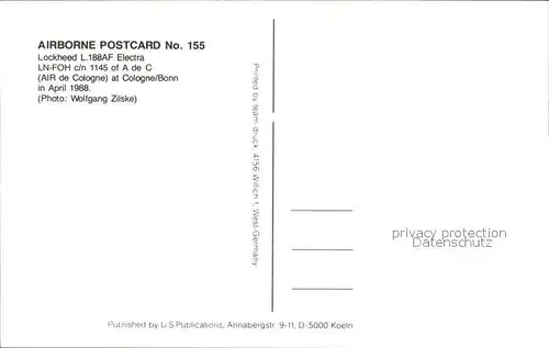 Flugzeuge Zivil Lockheed L.188AF Electra LN FOH c n 1145 Kat. Flug
