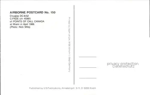 Flugzeuge Zivil Douglas DC 8 52 C FNZE c n 45985 Kat. Flug