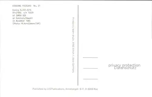 Flugzeuge Zivil Boeing B.707 351C RP C1886 c n 19034 Samoa Air Kat. Flug
