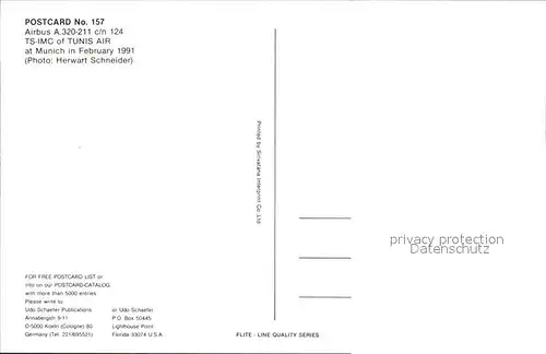 Flugzeuge Zivil Airbus A.320 211 c n 124 TS IMC Tunis Air  Kat. Flug