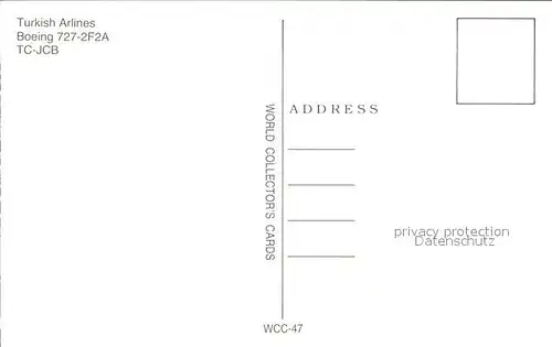 Flugzeuge Zivil Turkish Airlines Boeing 727 2F2A TC JCB Kat. Flug